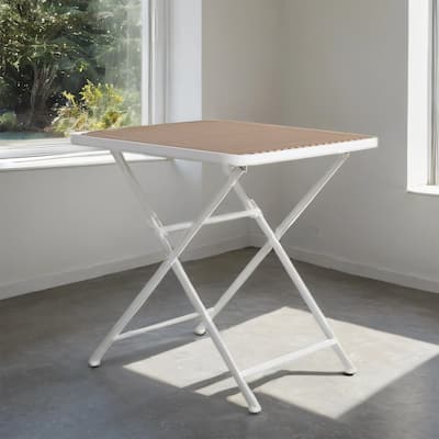 Modern Foldable Square Table with Polypropylene Top and Metal Legs