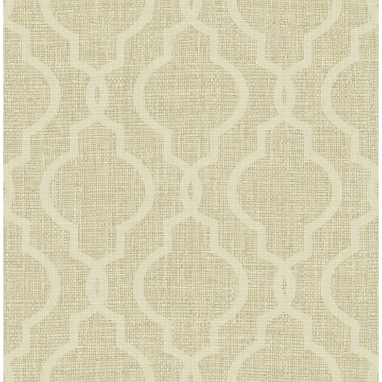 Kenneth James Geometric Jute Gold Quatrefoil Wallpaper - 20.5in x 396in x 0.025in