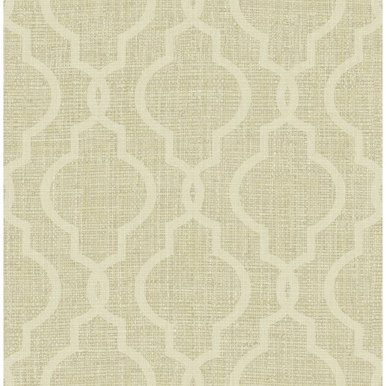 Kenneth James Geometric Jute Gold Quatrefoil Wallpaper - 20.5in x 396in x 0.025in