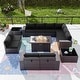 preview thumbnail 64 of 125, Kullavik 13 Pieces Outdoor Patio Furniture Set with Fire Pit Table w/ Wide Armrests
