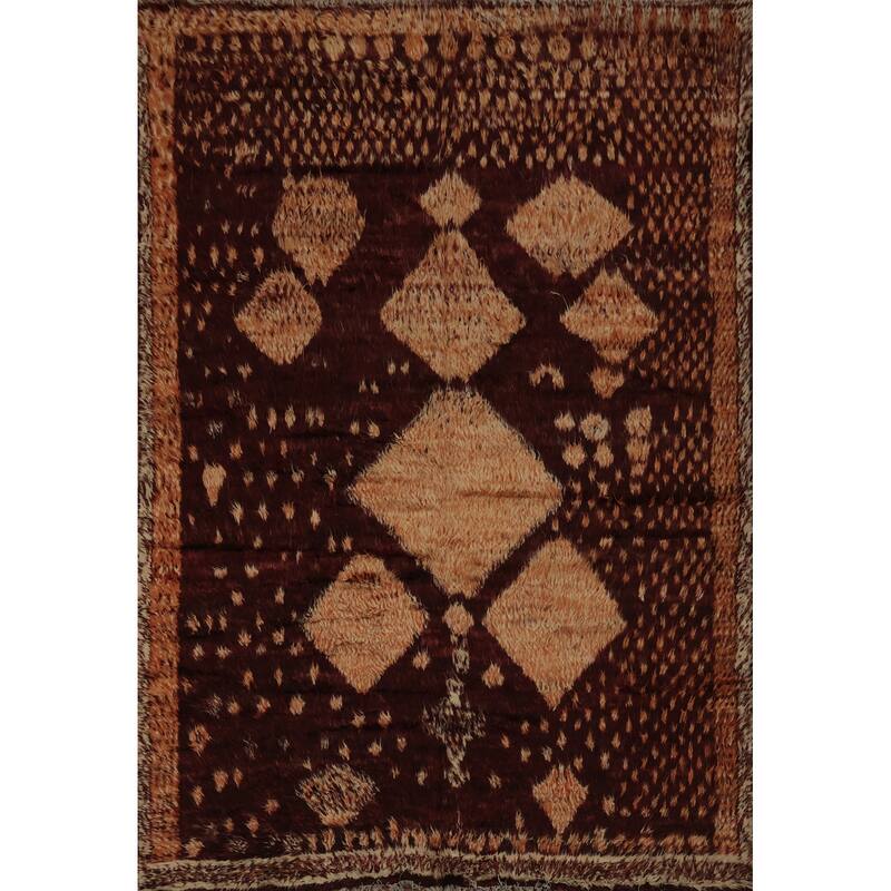 Hand Knotted Oriental 100% Wool Carpet Modern Tribal Red Moroccan Area Rug - 12' 7'' X 9' 7''