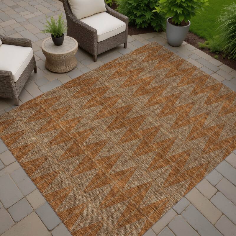 Machine Washable Indoor/ Outdoor Modern Zeke Chantille Rug