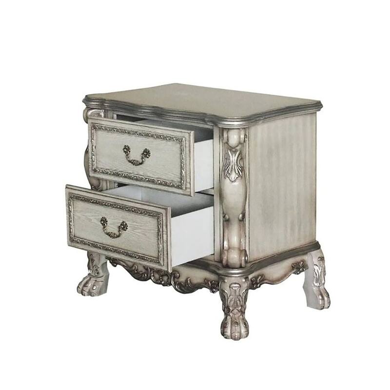 Solid Wood Nightstand with 2 Drawers - Vintage,White
