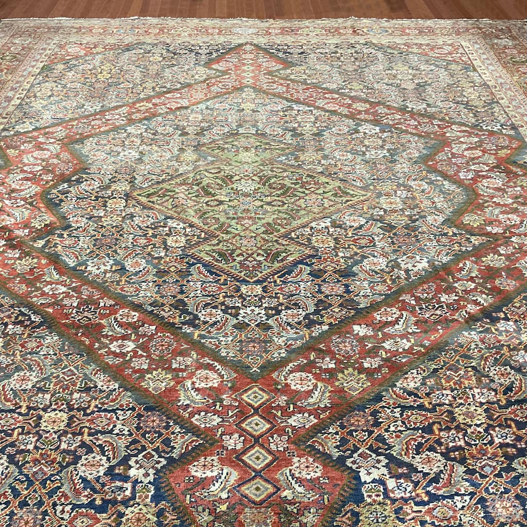 HERAT ORIENTAL Antique 1860s Malayer Wool Rug - 13' x 15'10"
