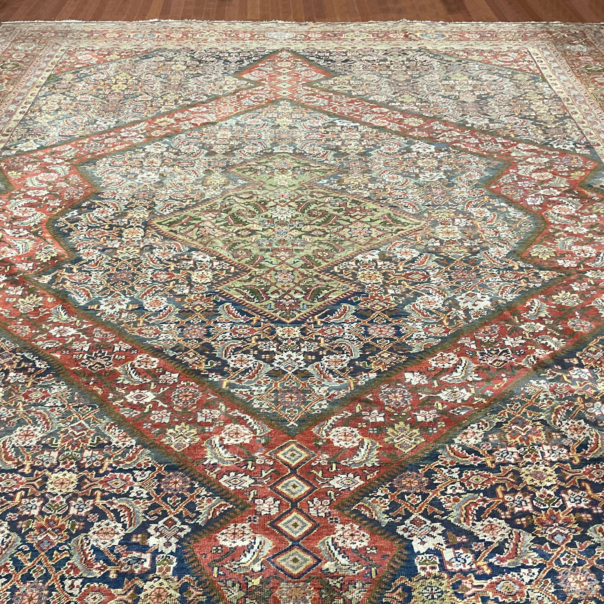 HERAT ORIENTAL Antique 1860s Malayer Wool Rug - 13' x 15'10"