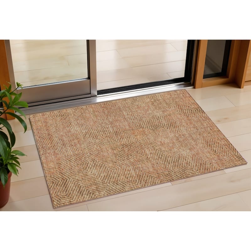 HomeRoots Geometric Transitional Rectangle Outdoor Rug - 3' x 5'