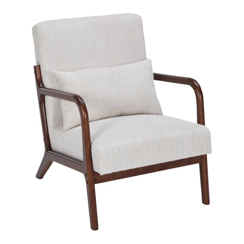 Mid-Century Modern Accent Chair, Arm Chair Living Room Chairs with Pillow Upholstered Reading Chair with Solid Wood Frame