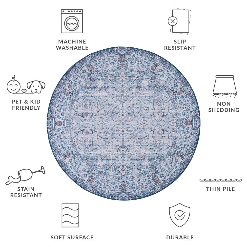 SAFAVIEH Tucson Machine Washable Slip Resistant Magdalene Traditional Rug