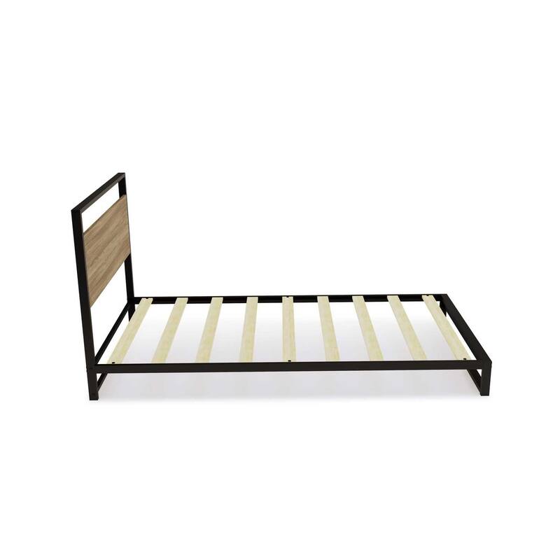 Metal Platform Bed Frame Twin Size Modern Bed with Headboard & Legs