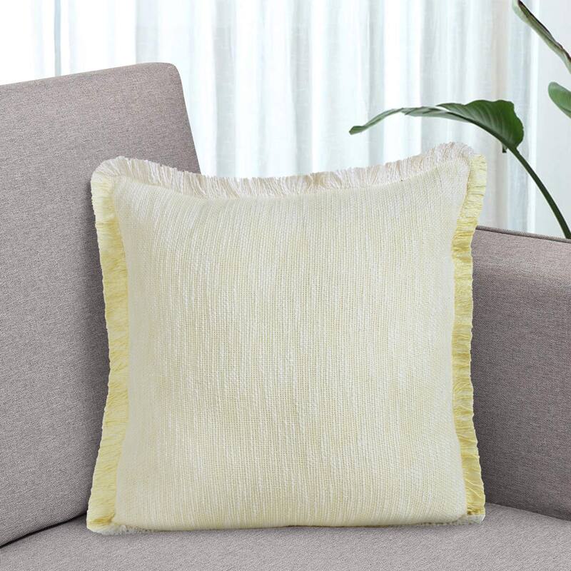 Sevita Two-Tone Cotton Fringe Throw Pillow
