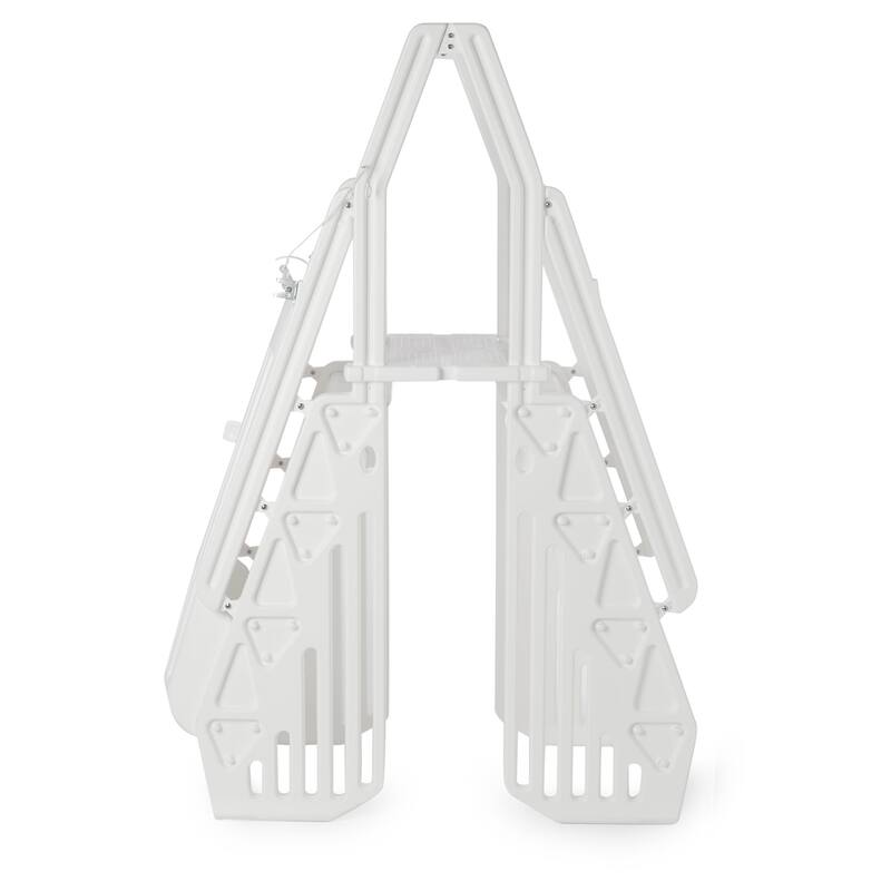 Vinyl Works AF Adjustable 24 Inch Gated Entry Above Ground Pool Ladder, Taupe