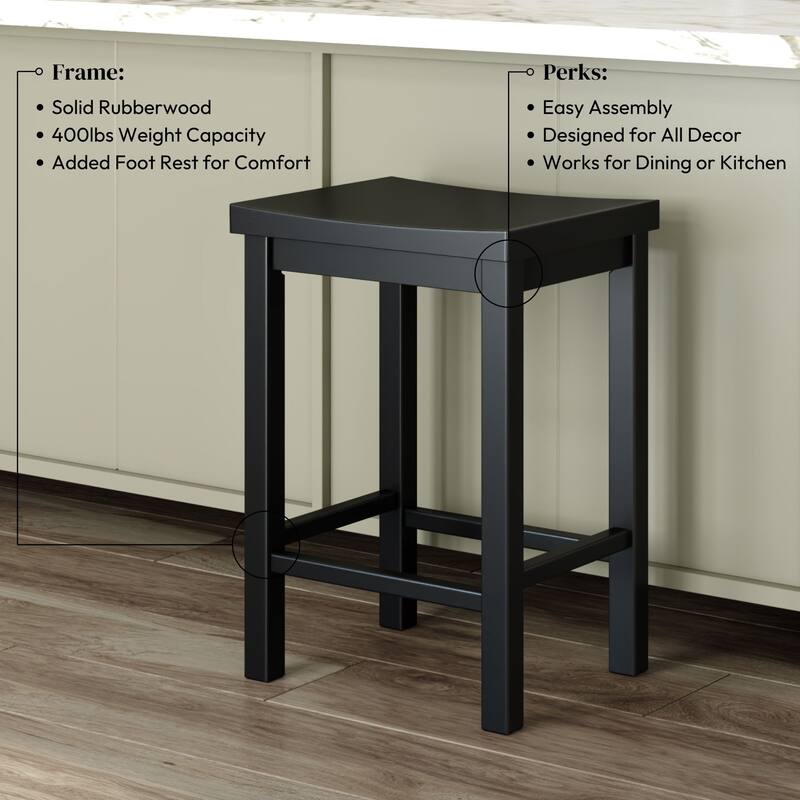 Now Furniture Solid Wood Backless Saddle Seat Counter Height Stool