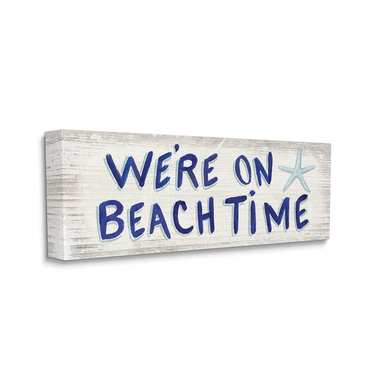 Stupell We're on Beach Time Starfish Blue Word Design Canvas Wall Art