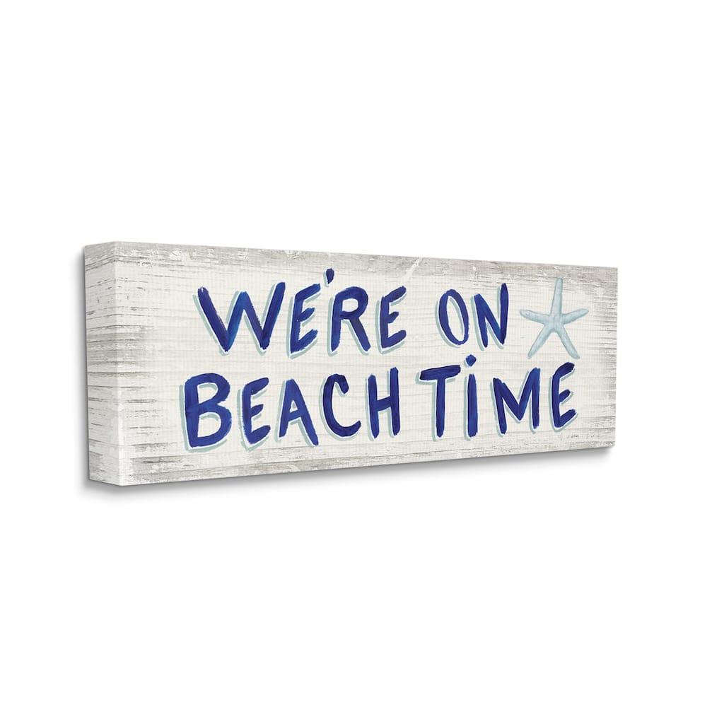 Stupell We're on Beach Time Starfish Blue Word Design Canvas Wall Art