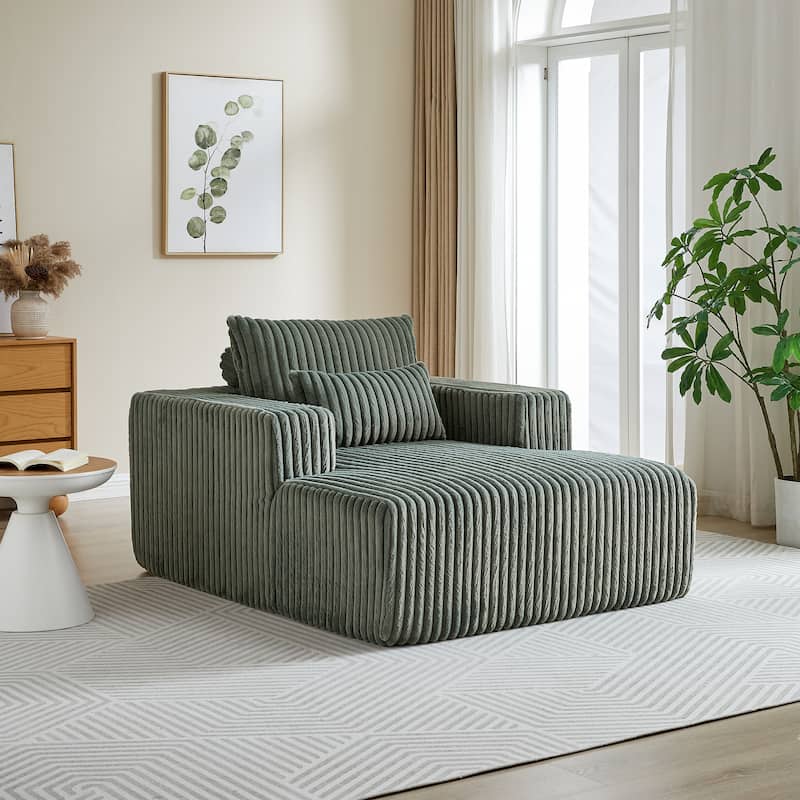 62.5" Corduroy Sponge Sofa Lounge Chair,No Assembly Required,Fluffy Modern Sleeper Chair for Indoor Living Room Bedroom
