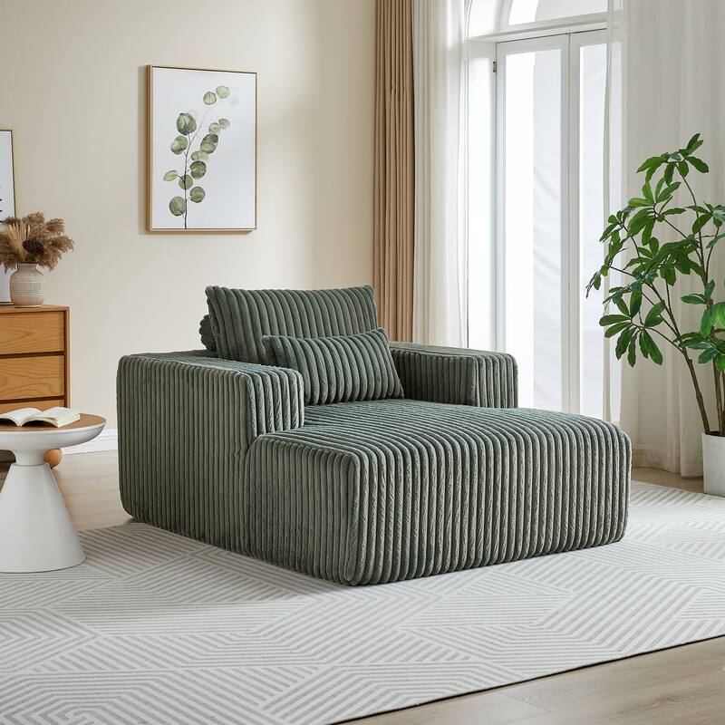 Oversized Corduroy Lounge Chair with Pillow Support - Sofa, Sleeper Couch, Chaise, Ottoman Bench