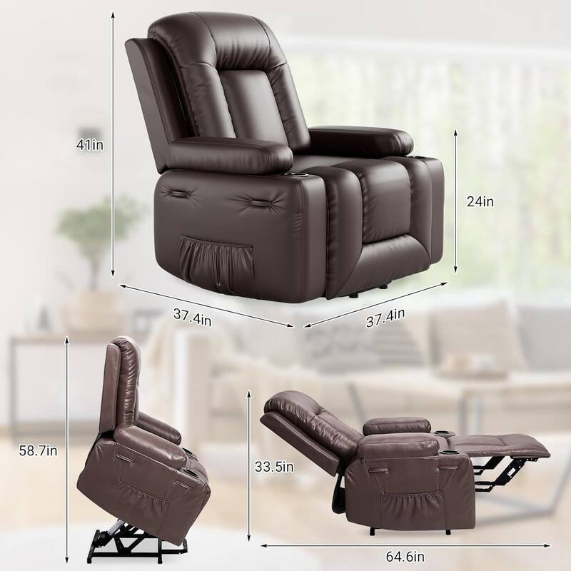 Adjustable Electric Heat and Massage Power Recliner Chair, Single Sofa