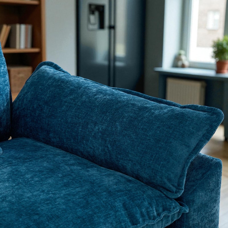 Modern Chenille Loveseat with Wide Armrests, Modular Small Couch for Living Room & Apartment, Double-Layer Cushion Comfort