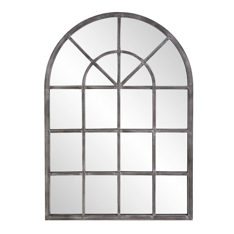 Allan Andrews Antique Silver Metal Arched Windowpane Wall Mirror - Antique Silver - 49" H x 29" W" x 1" D