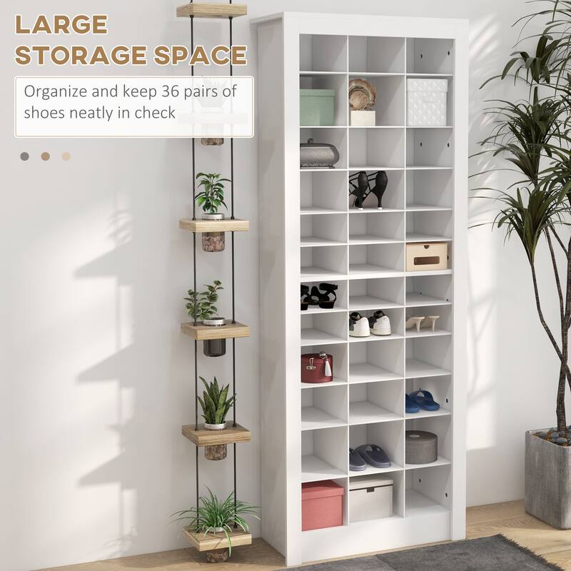Slim Shoe Storage Rack Cabinet Organizer with Open Cubes, Stores 36 Pairs, Shoe Shelf Ideas for Entryway, Bedroom and Hallway