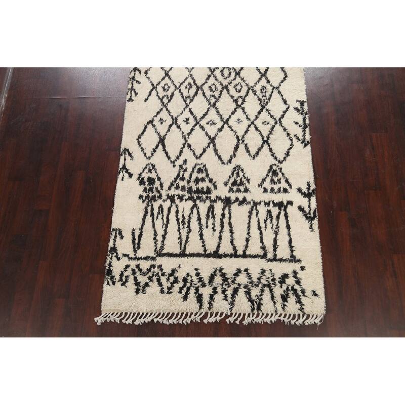 Vegetable Dye Moroccan Berber Oriental Wool Runner Rug Hand-knotted - 4'9" x 11'7"
