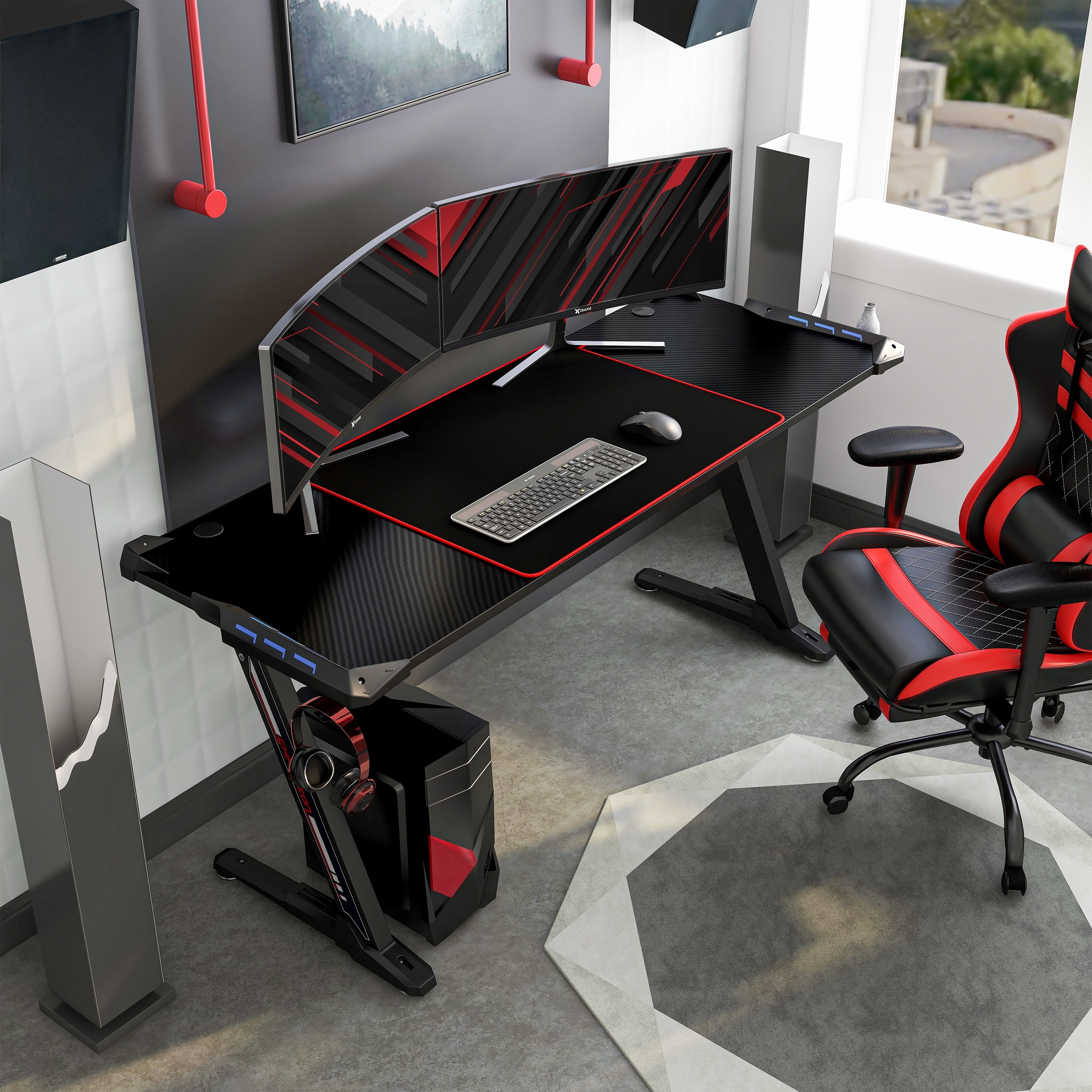 Furniture of America Hendrix Modern Black 67-inch Steel Computer Desk with USB