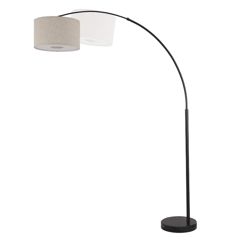 Q-Max 81" Steel Adjustable Arching Floor Lamp With Extra Large Shade and Marble Base