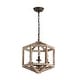 preview thumbnail 3 of 8, 3-Light Antique Modern Farmhouse Off-White / Wood Chandelier