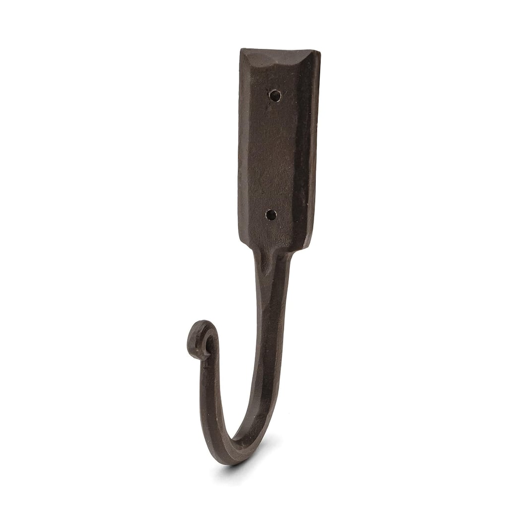 Kings County Tools Coat Hook Heavy Duty Hanger - Large 6.5-inch Handmade Rustic Iron Wall Hook, Black