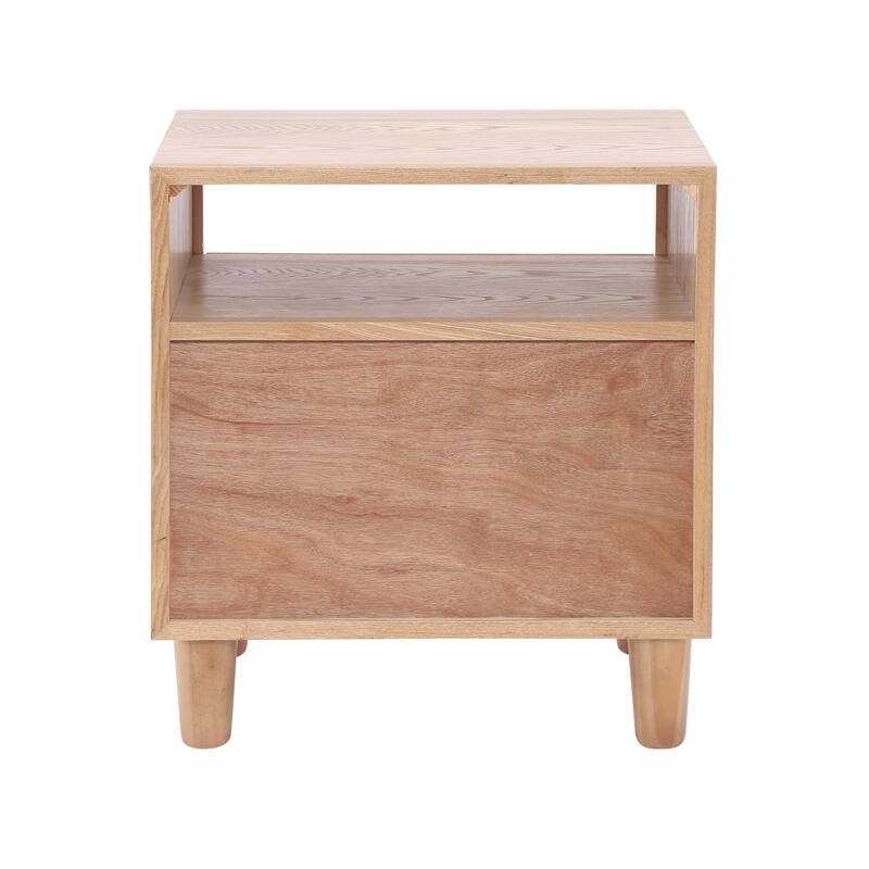 Christopher Knight Home - Modern Wood Nightstand with Open Shelf and 2 Drawers