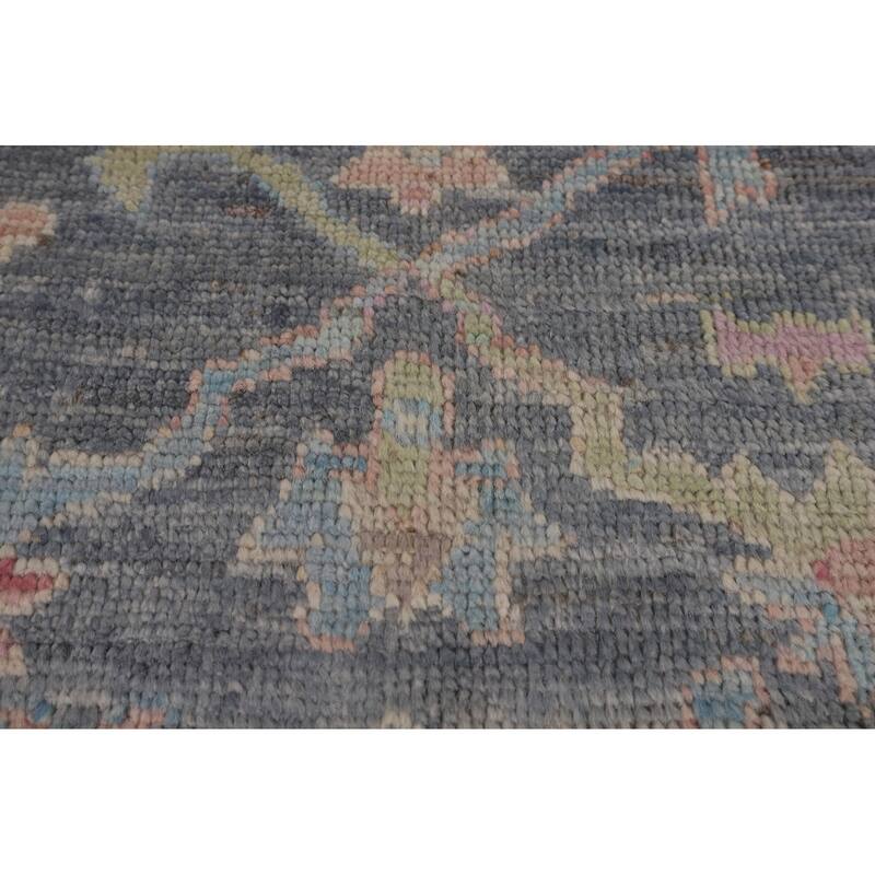 Vegetable Dye Oushak Turkish Runner Rug Handmade Wool Carpet - 2'11"x 8'10"