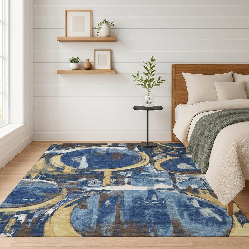 Machine Washable Indoor/ Outdoor Modern Erie Chantille Rug