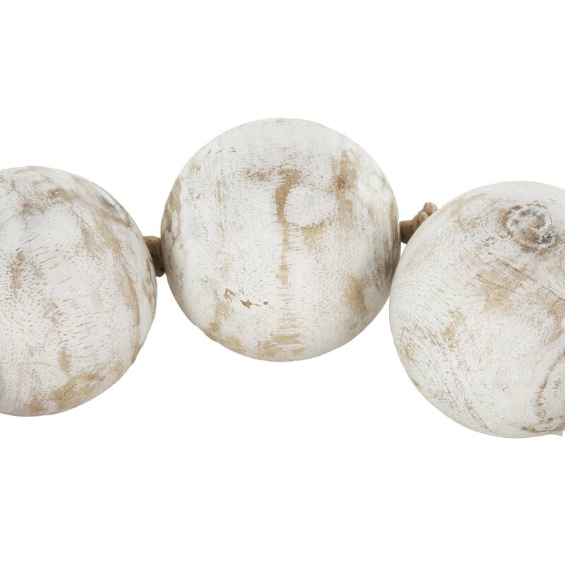 Clear Glass Handmade Round Extra Long Frosted Orb Beaded Garland with Tassel with Knotted Jute Rope