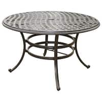 49 Inch Wynn Outdoor Patio Round Open Metal Dining Table, Black - Bed ...