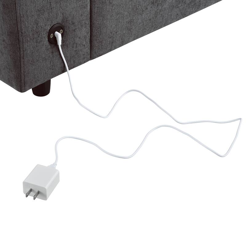 Upholstered Modular Sofa with Storage Space and USB Charge Ports, Sectional sofa Recliner Sofa with Wireless Charging