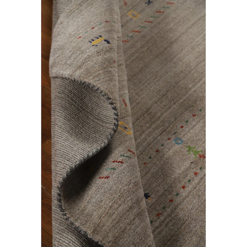 Hand Knotted Oriental 100% Wool Carpet Tribal Animal Pictorial Greys & Charcoal Gabbeh Area Rug - 7' 9'' X 5' 0''