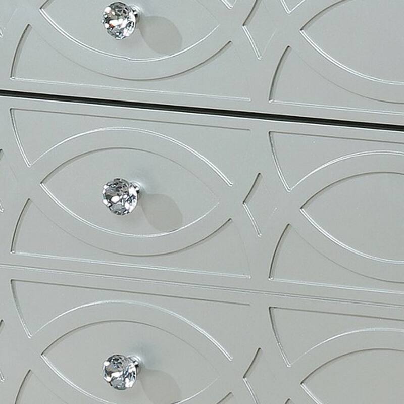 Silver 3 Drawer 18 in. W Nightstand with Inbuilt Charging USB Port