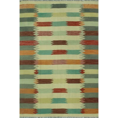 Noori Rug Winchester Flatweave Youssef Burgundy/Beige Rug - 6'6" x 9'8"