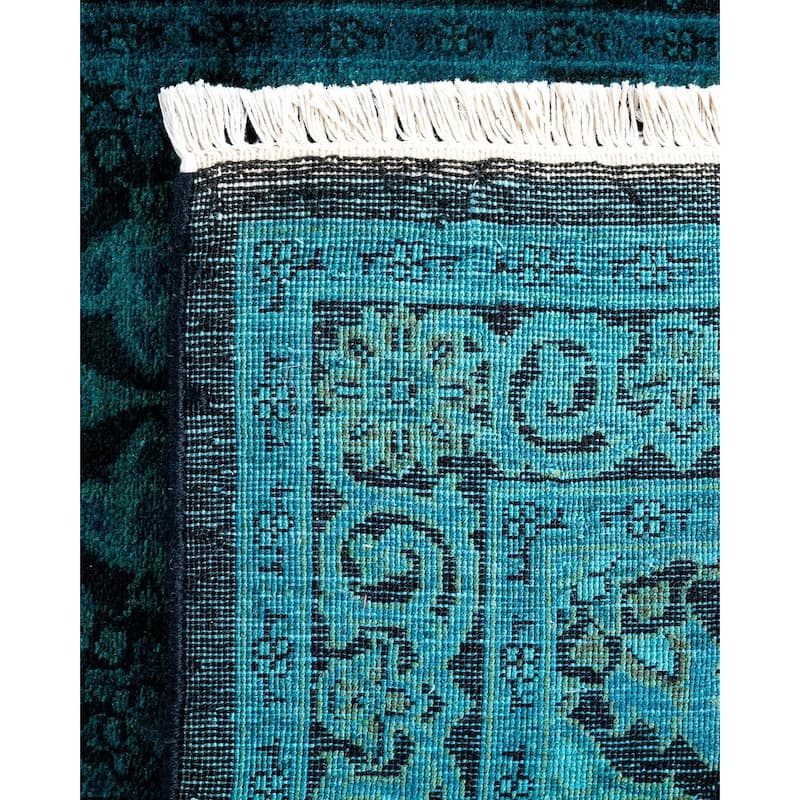 Fine Vibrance, One-of-a-Kind Hand-Knotted Runner Rug - Black, 2' 6" x 11' 9" - 2' 6" x 11' 9"