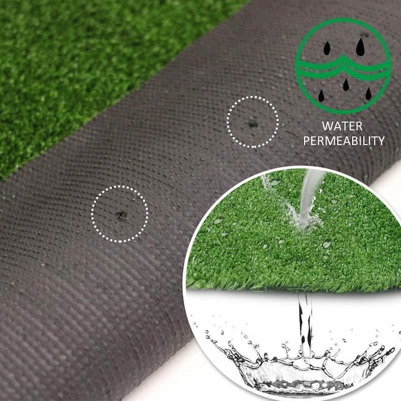 FAMAPY 6.6' x 10' Faux Green Grass Turf Indoor Outdoor Area Rug - 6.6ft x 10ft