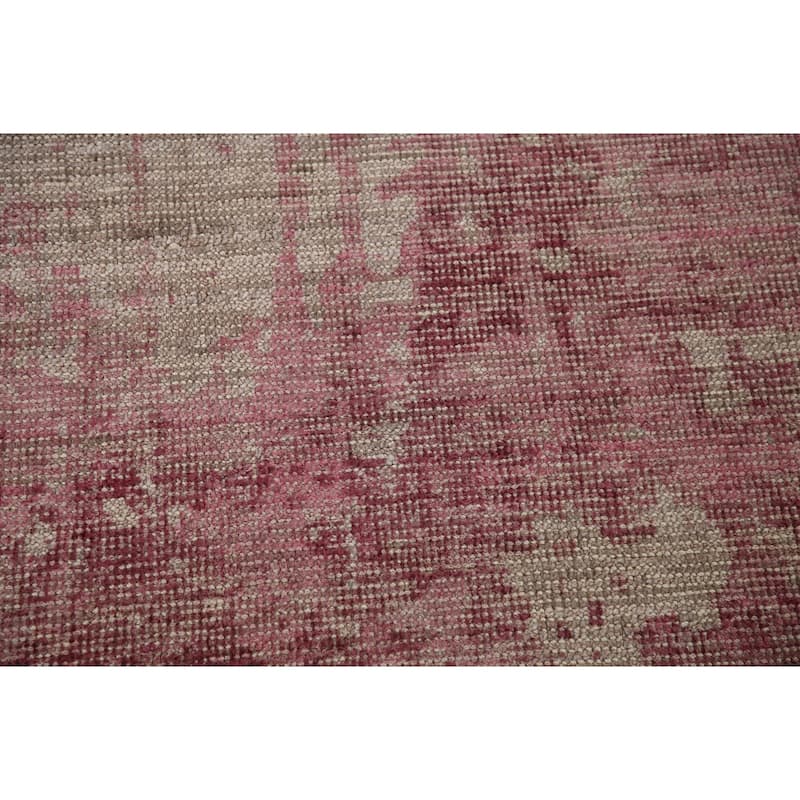 Pink Modern Abstract Area Rug Hand-Knotted Wool Carpet - 7'11"x 9'8"