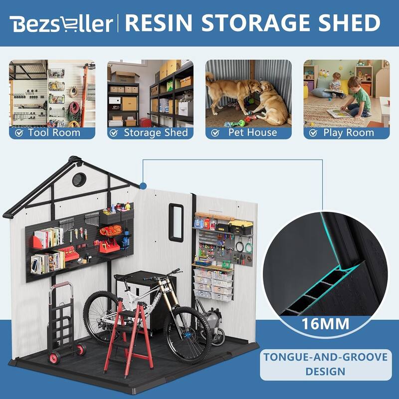 Bezseller Outdoor Storage Tool Shed with Door and Floor