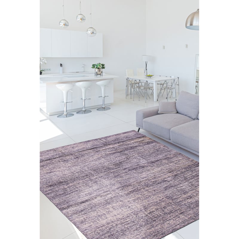 ECARPETGALLERY Hand-knotted Loreto Purple Silk Rug - 9'8 x 14'11