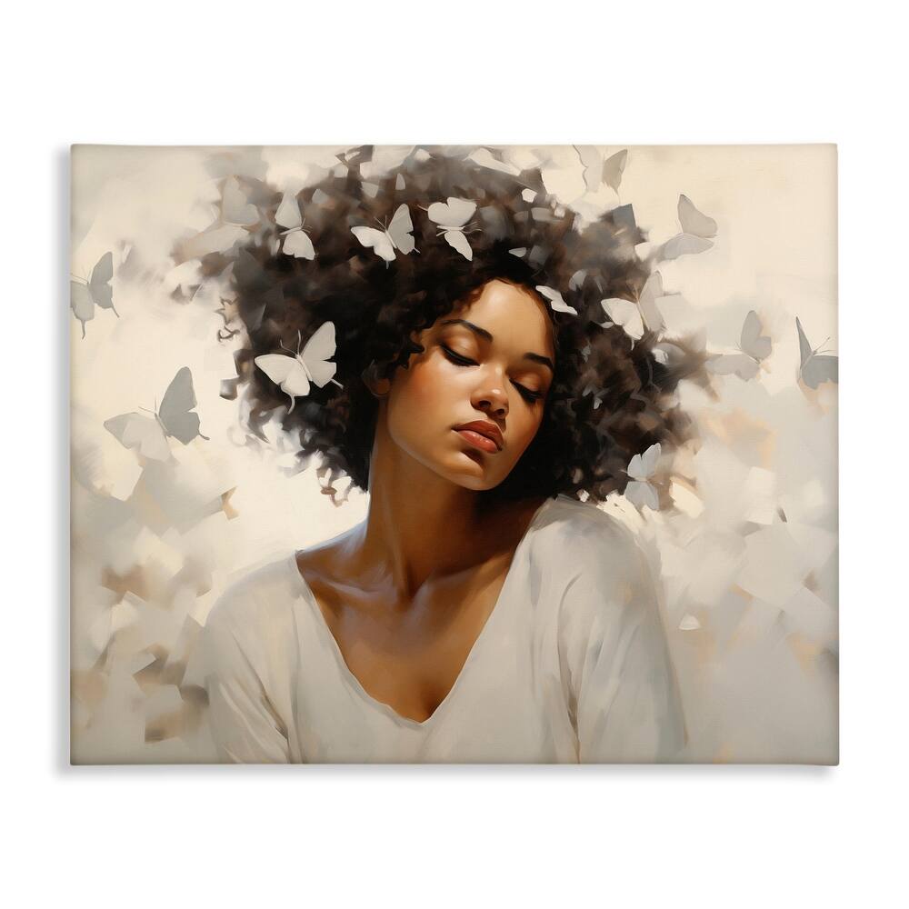 Stupell Woman with White Butterflies Canvas Wall Art Design By Arlington Prints
