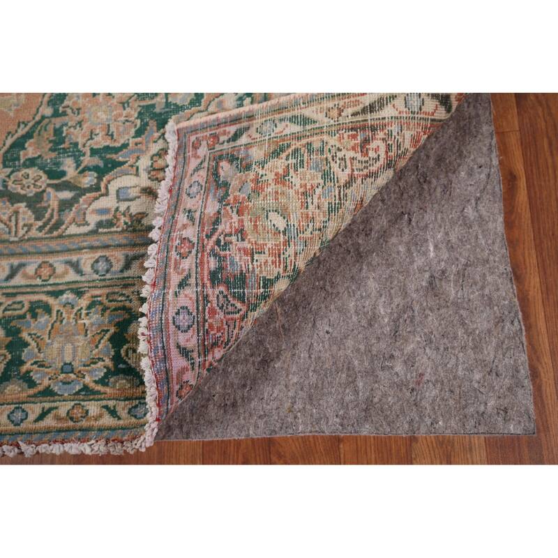Traditional Mashad Persian Vintage Area Rug Handmade Wool Carpet - 6'5" x 10'1"