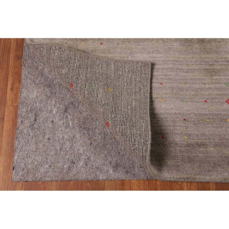 Earth Tone Gabbeh Indian Square Area Rug Silk Carpet - 8'2" X 8'5"