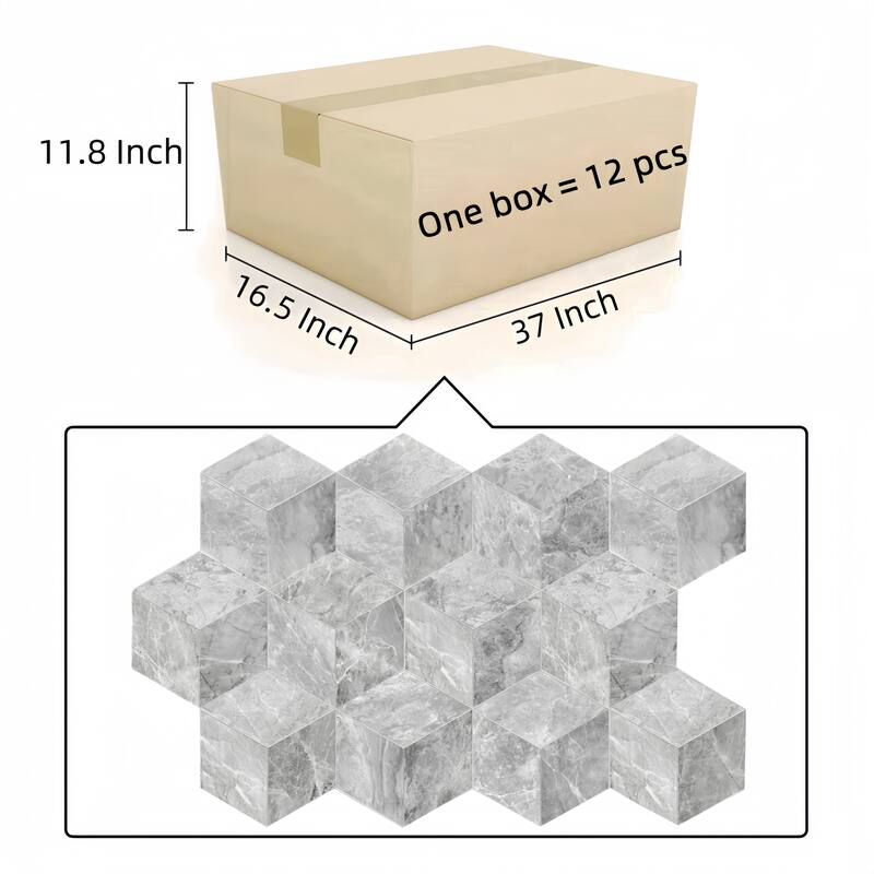 Hexagon Natural Polished Marble Tile for Wall and Floo, 1 Box 12 PCS
