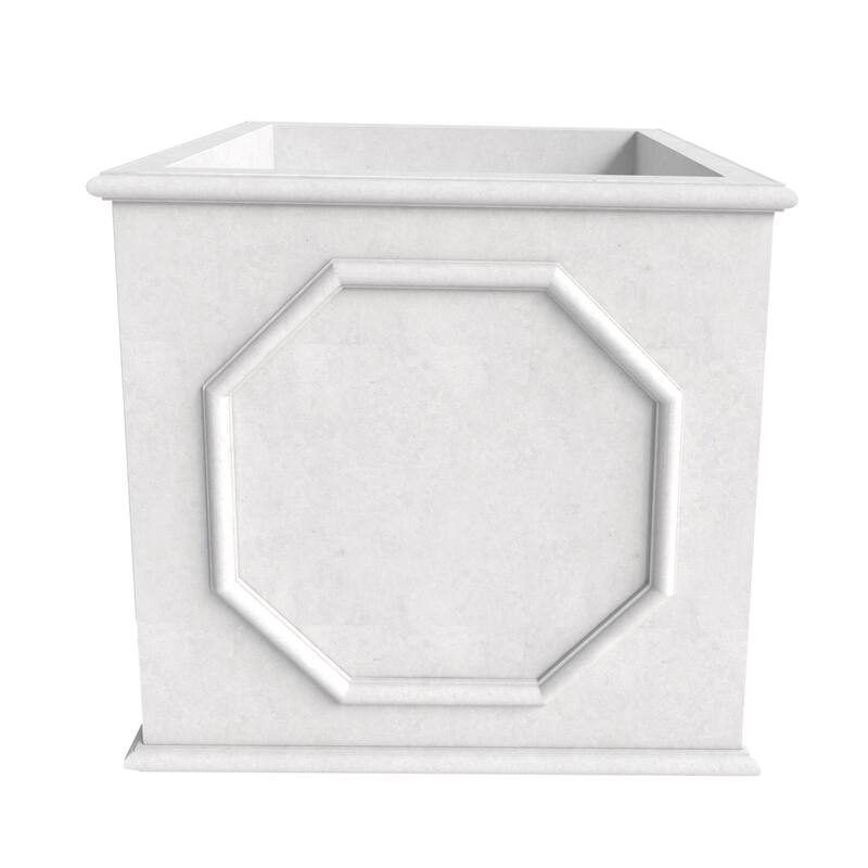Sprout Modern Fiberstone Square Planter Pot with Drainage Holes for Home Garden Yard Patio Porch Office- No Assembly Required