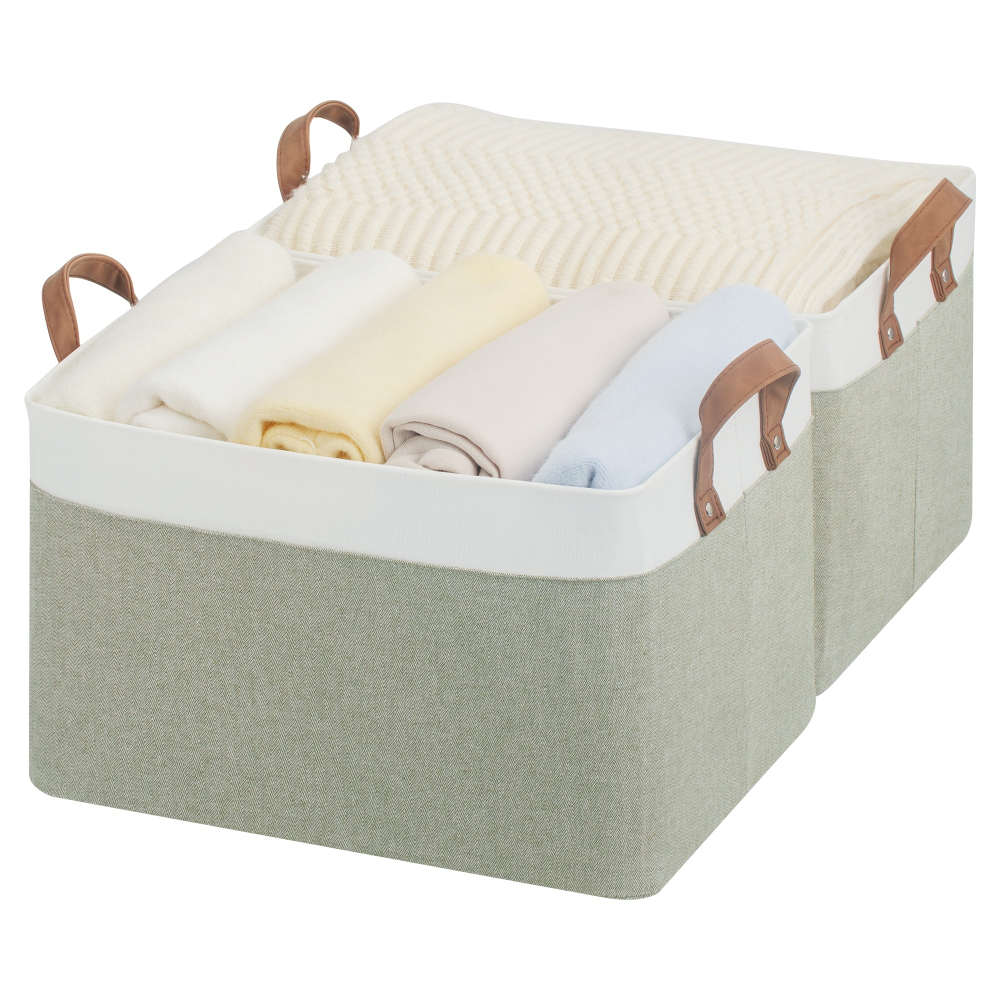 2-pack Fabric Foldable Storage Bins with Handles, Modern Storage Basket for Shelves, Closet, Dorm