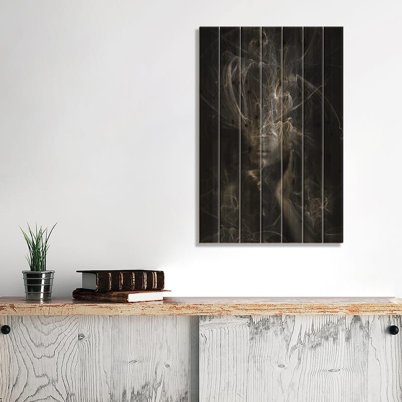 Thinking Print On Wood by Tatiana Amrein - Multi-Color